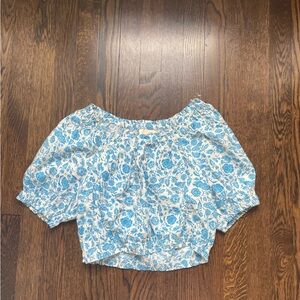 Target Blue and White Floral Cropped Top